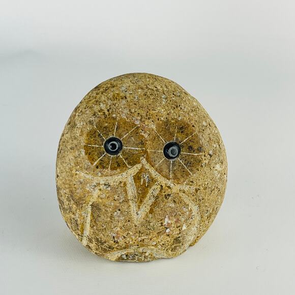 Carved Stone Owl Vintage Decor Figurine Paperweight 3.5” - Picture 4 of 4